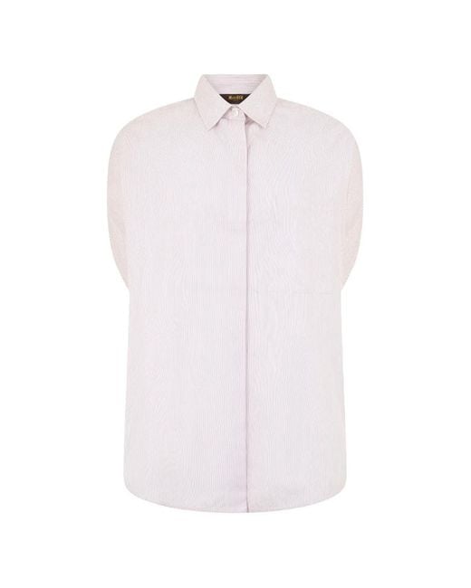 Moorer White Vertical-Stripe Short-Sleeve Shirt