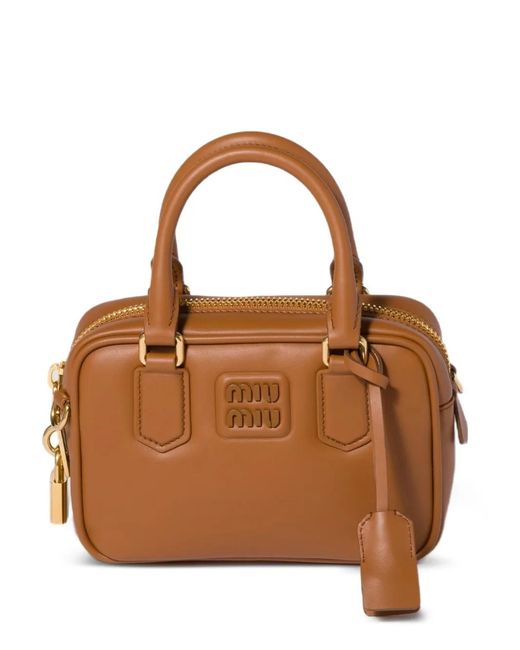 Miu Miu レディース ブラウン Arcadie レザーバッグ【公式通販】