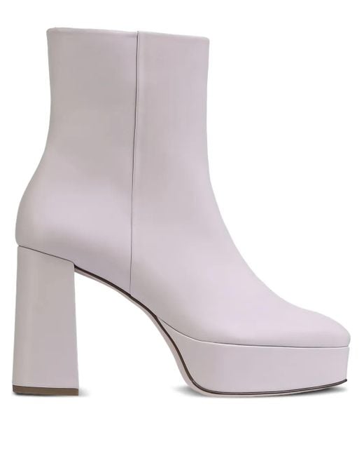 Högl White Nora Platform Block-Heel Ankle Boots