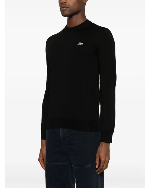 Lacoste Black Crocodile-Patch Sweater for men