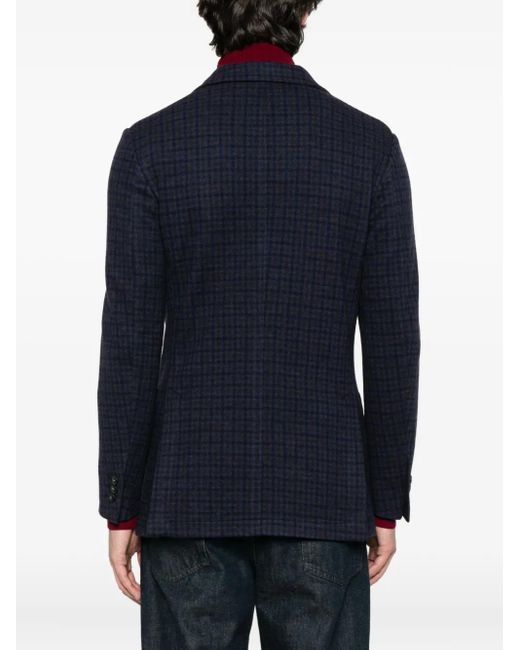 Canali Blue Checked Two-Button Blazer for men