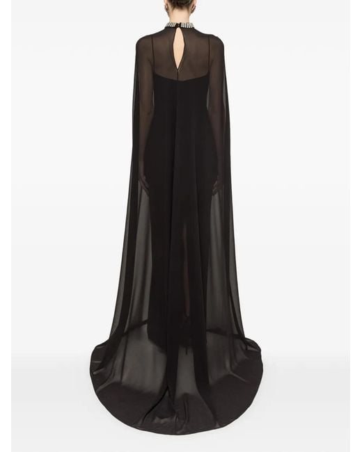 Nissa Black Detachable-Cape Maxi Dress