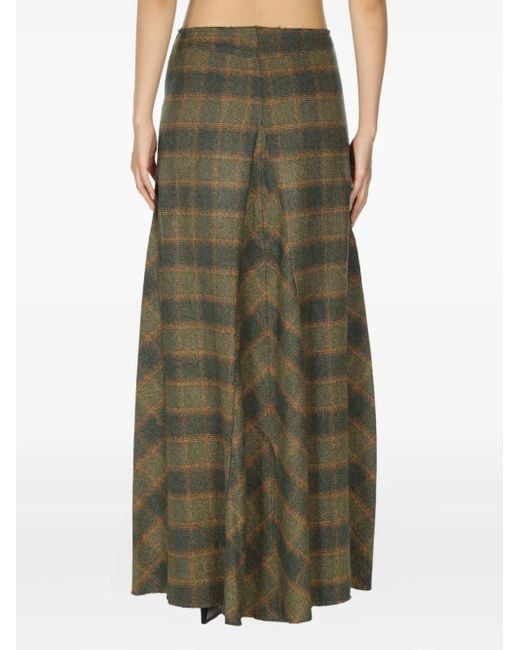 Our Legacy Check-pattern Pleated Skirt Green