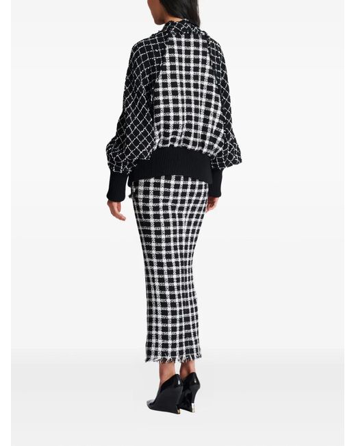 Balmain Black Tweed Button Bomber Jacket