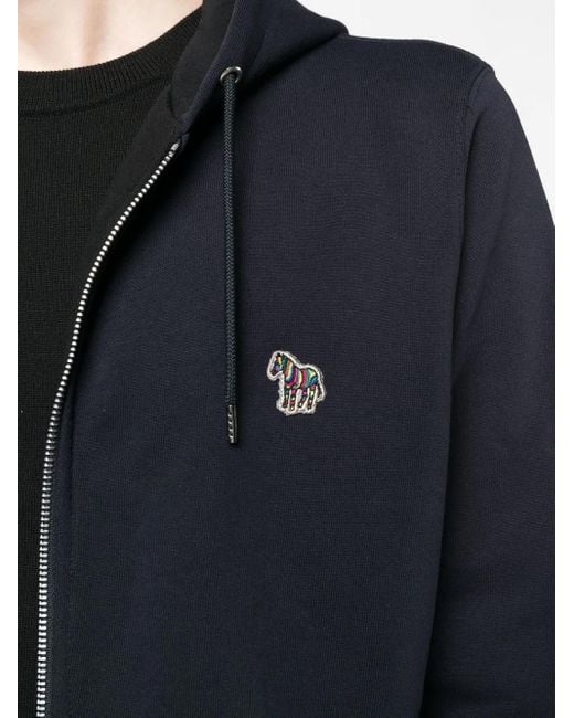 Paul Smith Zip-Up Hoodie Sweater With Embroidered Logo in Blue für Herren