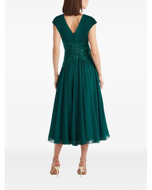 Tadashi Shoji Green Pleated Sequin-Embellishment Midi Dress