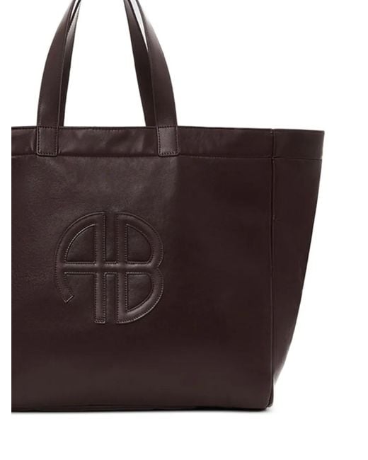 Anine Bing Brown Logo-Plaque Tote Bag
