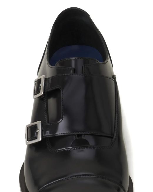 Lanvin Black Double-Buckle Pointed Monk Shoes for men