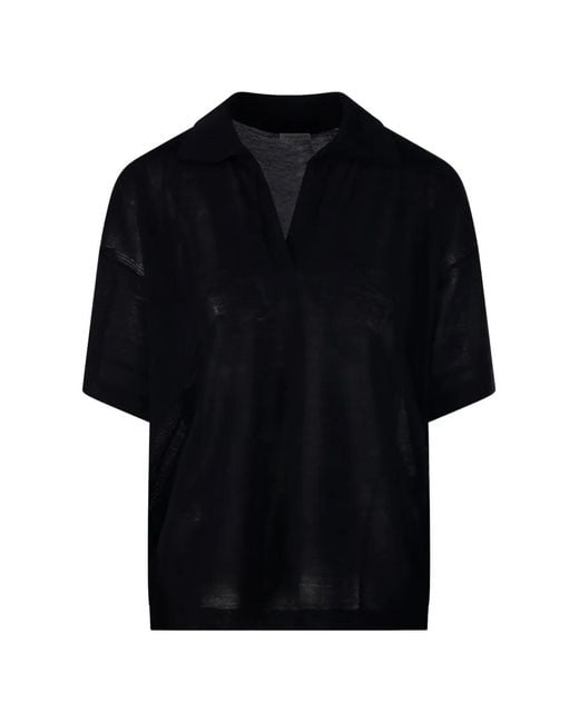 Roberto Collina Black Collared V-Neck T-Shirt