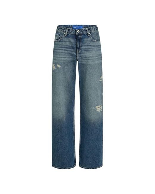 Karl Lagerfeld Blue Distressed-Effect Jeans