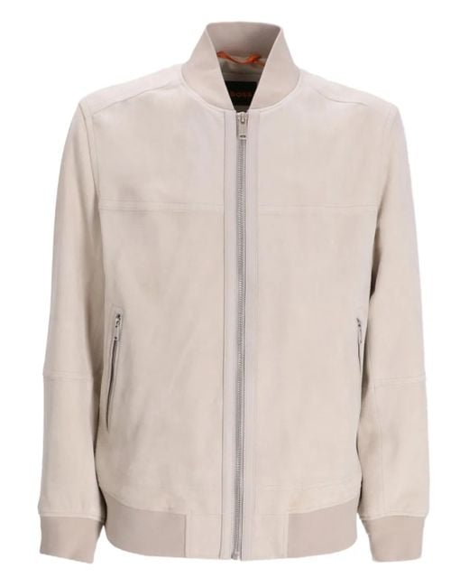 BOSS Bomberjacke Aus Wildleder in Natur für Herren Lyst DE