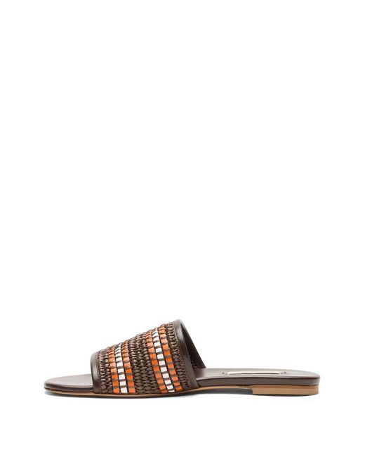 Casadei Brown Braided Leather Flat Sandals