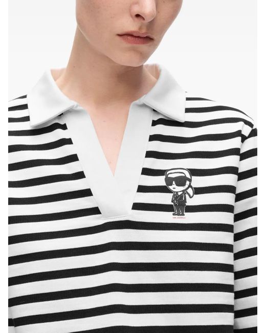 Karl Lagerfeld ストライプ ポロシャツ White