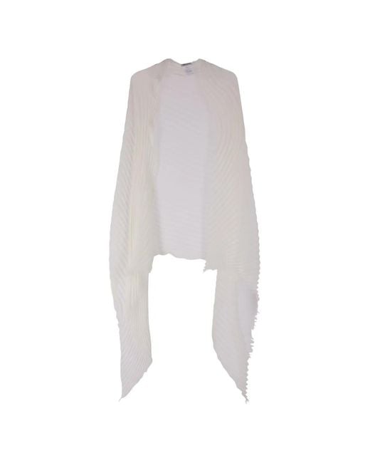 Issey Miyake White Feather Ramie Pleats Stole Scarf