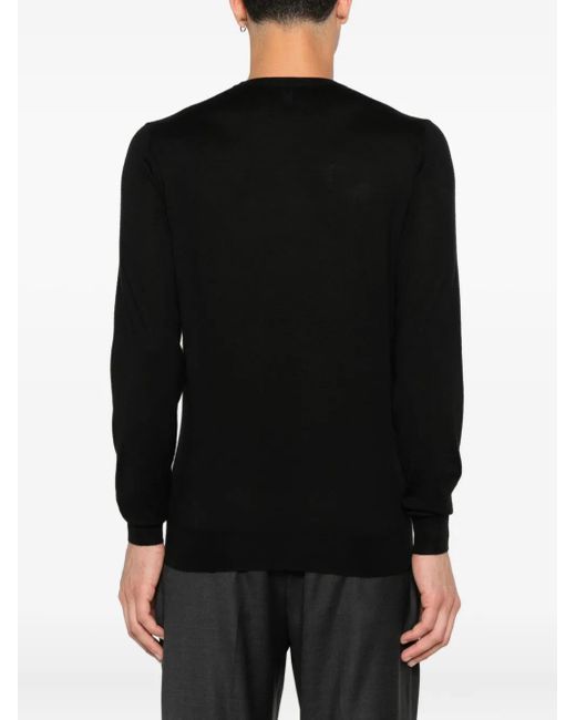 Fedeli Black Crew-Neck Long-Sleeve Top for men