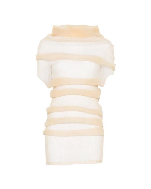 Rick Owens White Transparent Tube Ribbed Top
