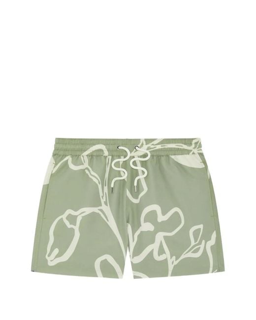 Frescobol Carioca Green Rio Floral-Print Swim Shorts for men