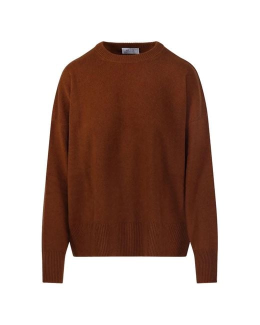 Be You Brown Ribbed-Detail Drop-Shoulder Sweater