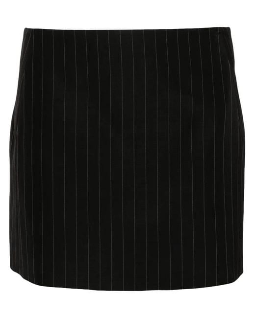 P.A.R.O.S.H. Black Pinstripe-Pattern Thigh-High Skirt