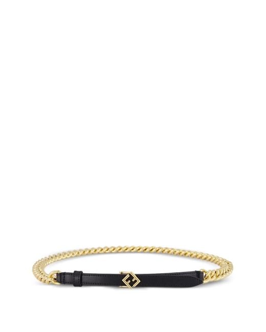 Fendi White Ff Diamonds Chain Belt