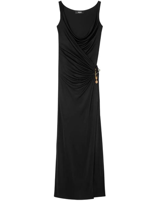 Abito Arricciato Safety Pin di Versace in Black