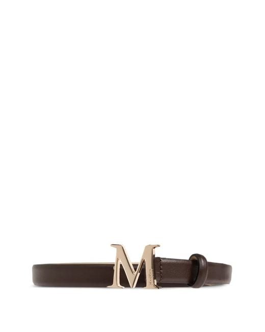 Max Mara White Logo-Plaque Leather Belt