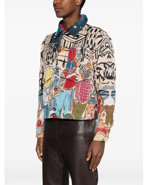 Kidsuper White Patterned Button Shirt Jacket for men