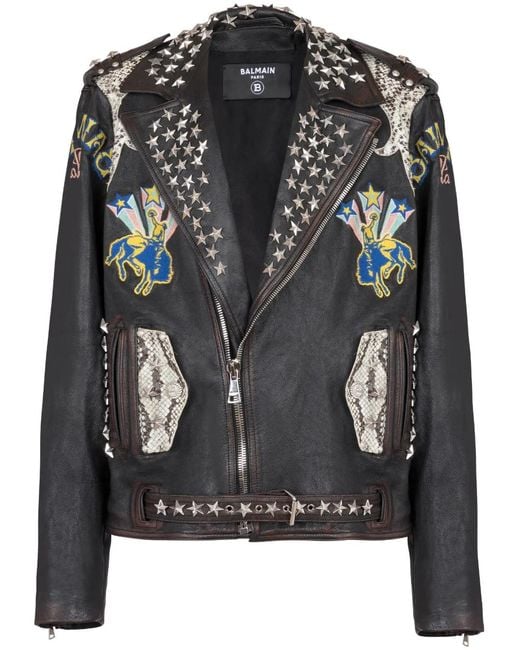Balmain Black Biker Jacket for men