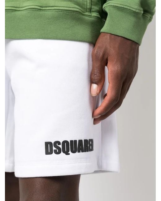 DSquared² White Debossed-Logo Bermuda Shorts for men