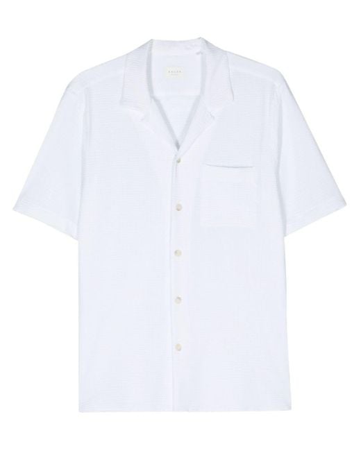 Xacus Seersucker Overhemd Met Camp Kraag in het White voor heren