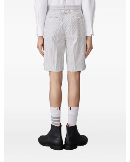 Thom Browne Blue Striped Seersucker Shorts for men