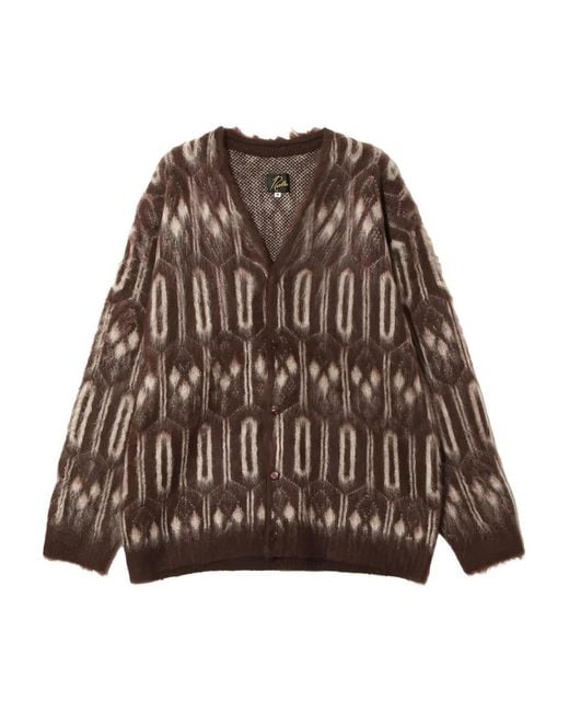 Cardigan Con Scollo A V di Needles in Brown da Uomo