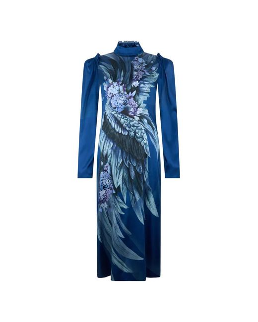 Alberta Ferretti Blue High-Neck Maxi Dress