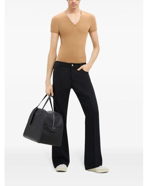 Courreges Natural Logo-Embroidered Cotton-Blend T-Shirt for men