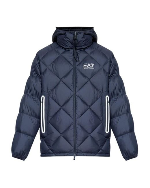 Veste Matelassée À Capuche EA7 pour homme en coloris Blue