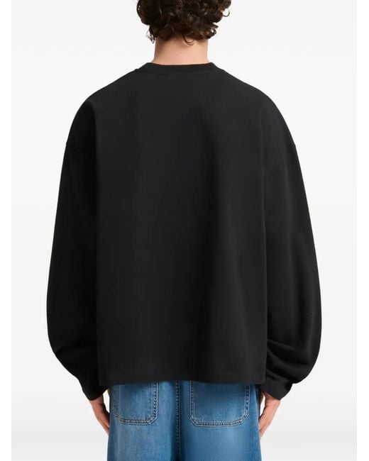 Marni Black Logo-Patch Long-Sleeve T-Shirt for men