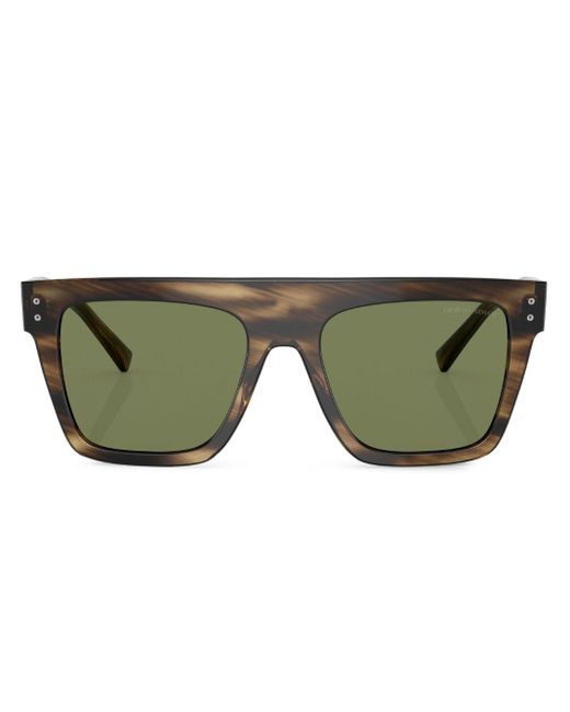Giorgio Armani Green Tortoiseshell-effect Square-frame Sunglasses for men