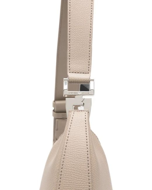 Emporio Armani White Grained-Leather Shoulder Bag