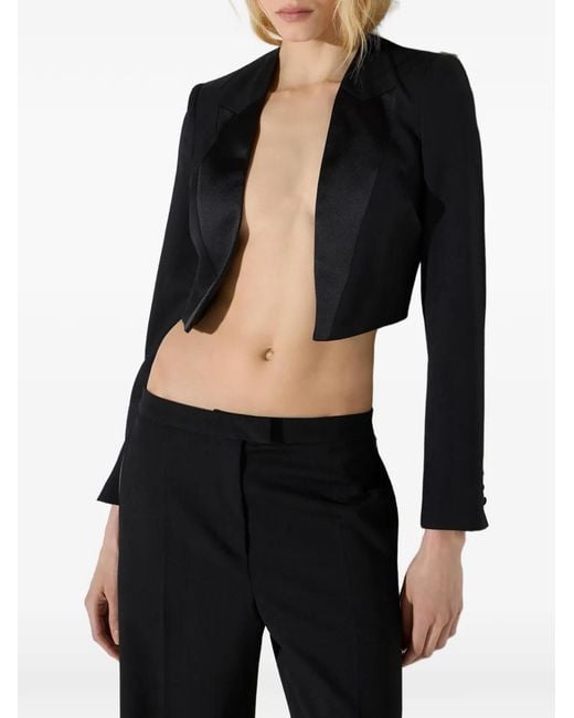 Elisabetta Franchi Black Gabardine Tuxedo-Style Jacket