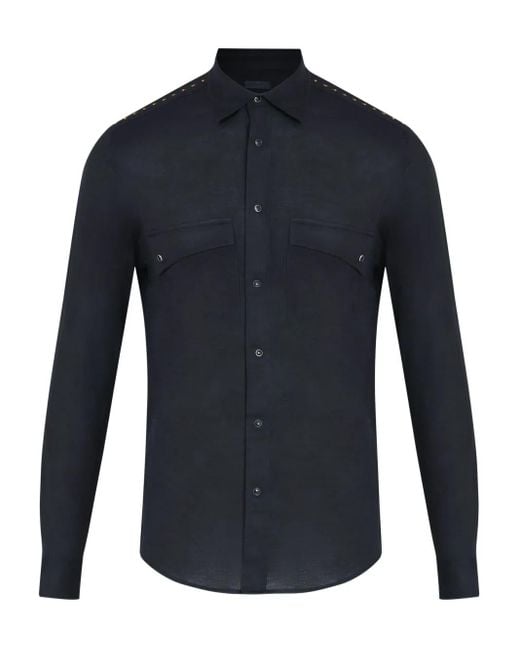 Osklen Blue Studded Buttoned-Up Shirt for men