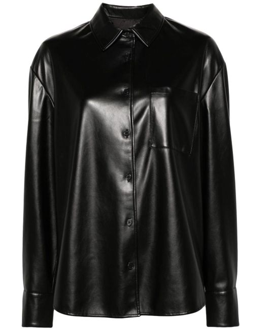 Frankie Shop Black Chrissie Faux-leather Shirt - Women's - Polyurethane/polyester