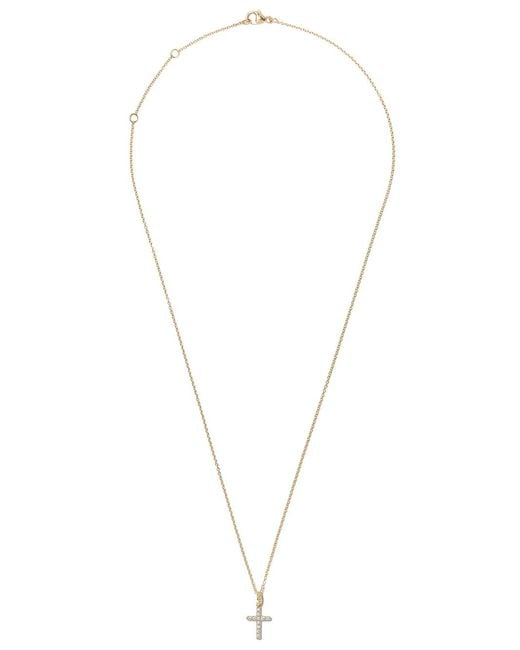 David Yurman White 18Kt Cable Collectibles Cross Diamond Necklace