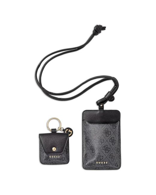 Guess White Monogram-Print Lanyard Phone Case
