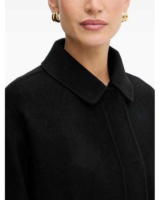 Boss Black Button-Fastening Collared Single-Breasted Coat