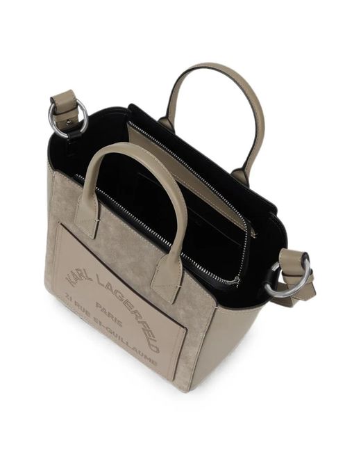 Karl Lagerfeld Gray Small K/Daily Suede Tote Bag