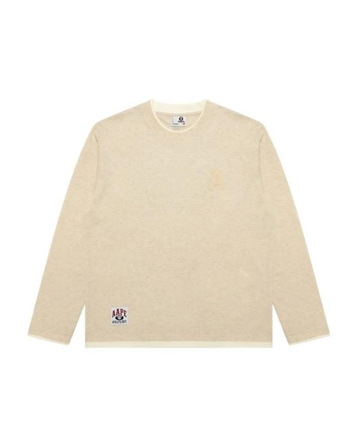Aape By A Bathing Ape Natural Crew-Neck Long-Sleeve T-Shirt for men
