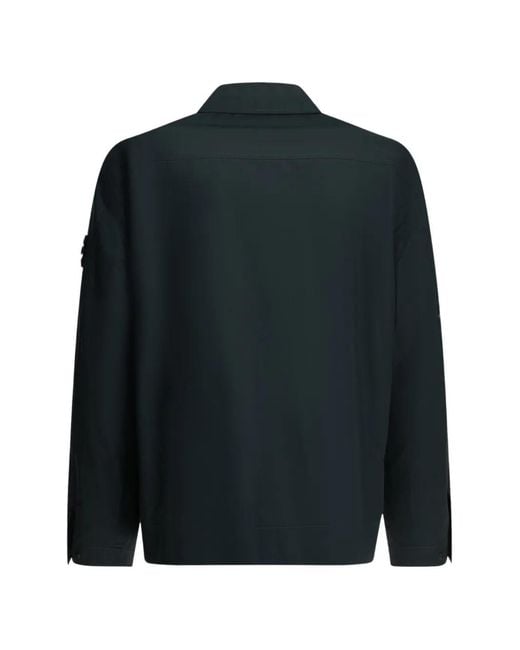 Stone Island Black Logo-Patch Shirt Jacket for men