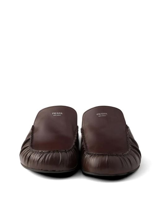 Prada Brown Leather Mules for men