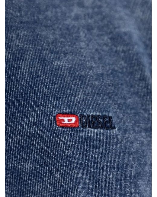 DIESEL Blue Ombré-Effect Logo-Embroidered T-Shirt for men