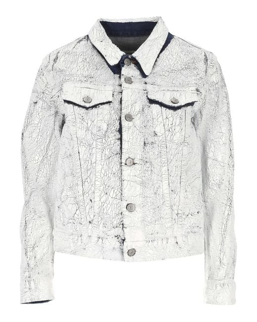 MM6 by Maison Margiela Gray Coated-Finish Denim Jacket